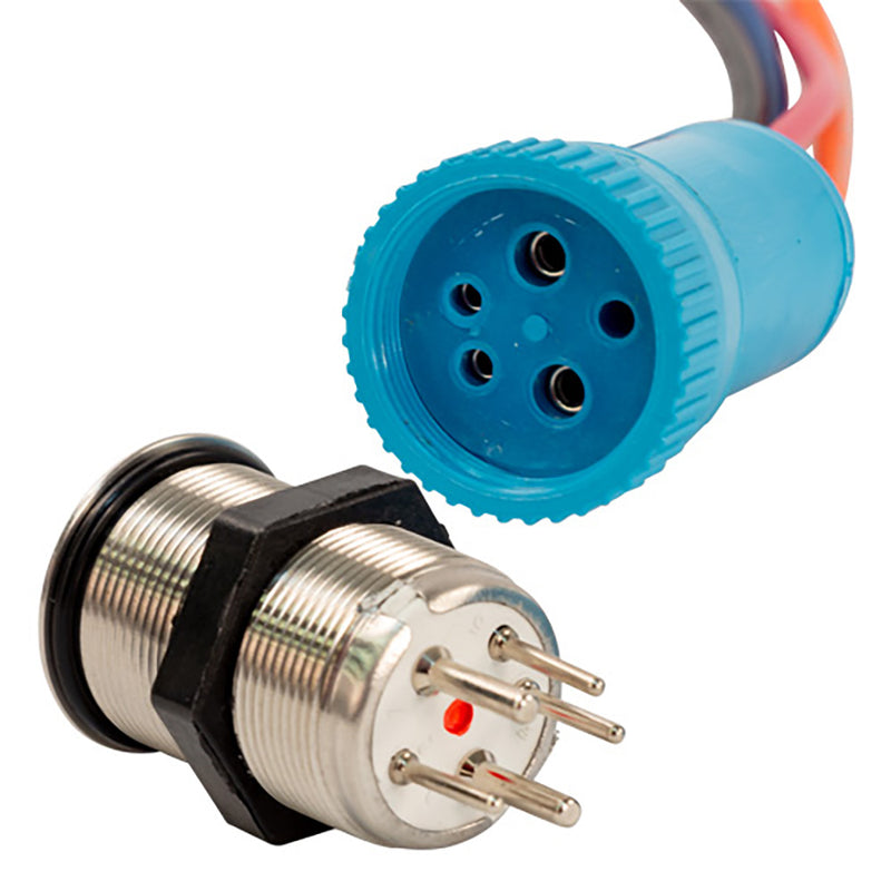 Load image into Gallery viewer, Bluewater 22mm Push Button Switch - Off/On Contact - Blue/Red LED - 1&#39; Lead [9059-1113-1]
