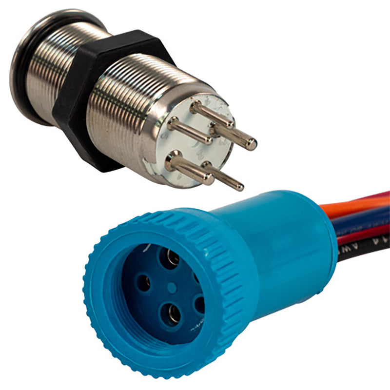 Load image into Gallery viewer, Bluewater 19mm Push Button Switch - Nav/Anc Contact - Blue/Green/Red LED - 1&#39; Lead [9057-3114-1]
