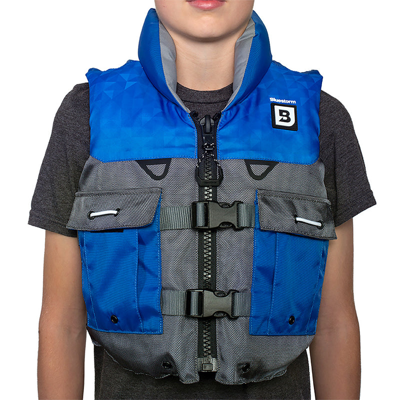 Load image into Gallery viewer, Bluestorm Classic Youth Fishing Life Jacket - Deep Blue [BS-365-NAV-Y]
