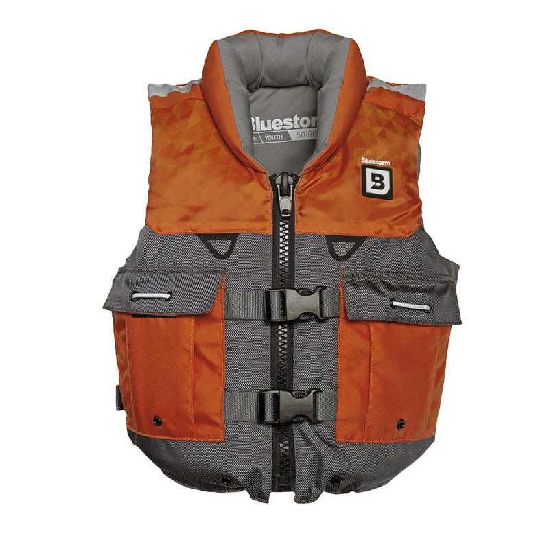 Load image into Gallery viewer, Bluestorm Classic Youth Fishing Life Jacket - Optic Orange [BS-365-ORG-Y]
