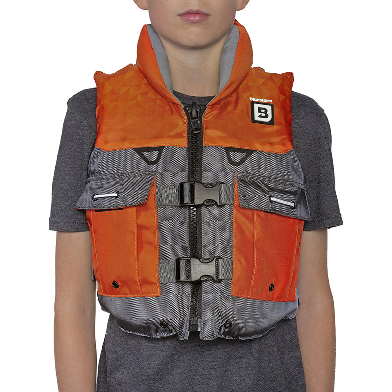 Load image into Gallery viewer, Bluestorm Classic Youth Fishing Life Jacket - Optic Orange [BS-365-ORG-Y]
