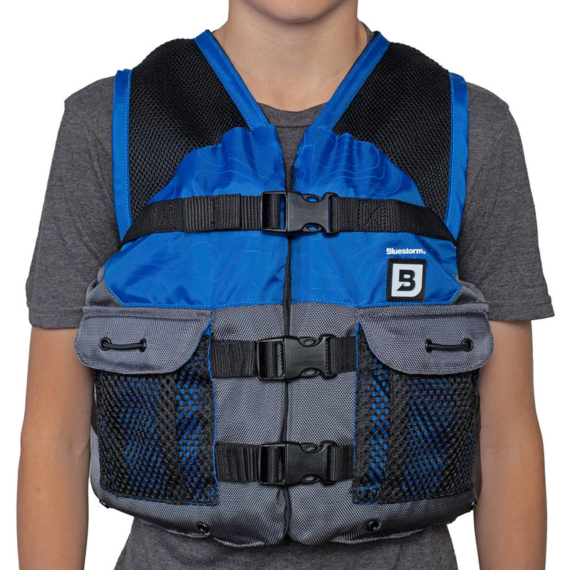 Load image into Gallery viewer, Bluestorm Sportsman Youth Mesh Fishing Life Jacket - Deep Blue [BS-105-NAV-Y]
