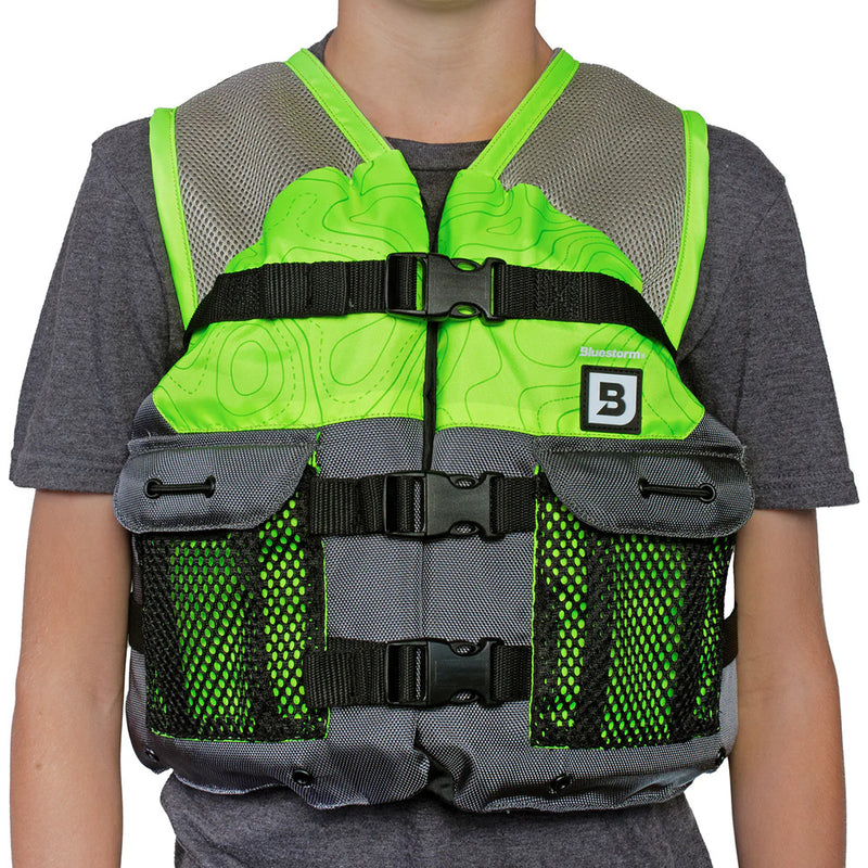 Load image into Gallery viewer, Bluestorm Sportsman Youth Mesh Fishing Life Jacket - Hi-Vis [BS-105-HVS-Y]
