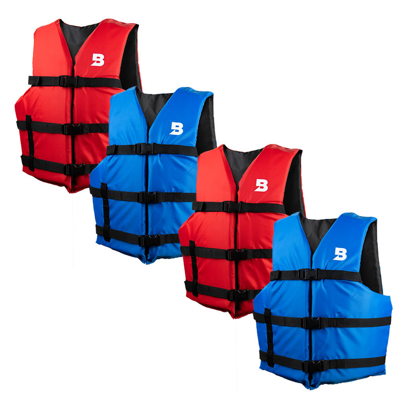 Load image into Gallery viewer, Type III General Boating Adult Universal Foam Life Jacket - Blue/Red *4-Pack [BS-165-B/R-4]
