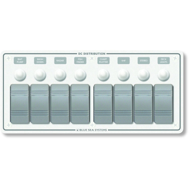 Load image into Gallery viewer, Blue Sea 8271 Water Resistant Panel - 8 Position - White - Horizontal Mount [8271]
