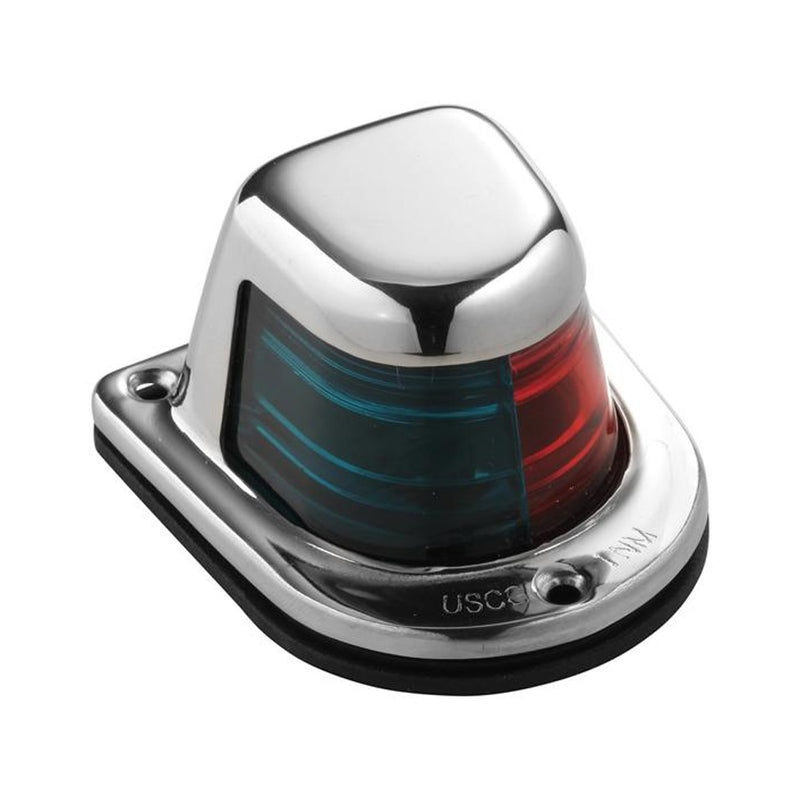 Load image into Gallery viewer, Attwood 1-Mile Deck Mount, Bi-Color Red/Green Combo Sidelight - 12V - Stainless Steel Housing [66318-7]
