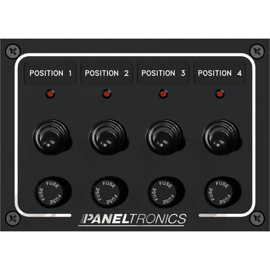 Paneltronics Waterproof Panel - DC 4-Position Toggle Switch & Fuse w/LEDs [9960008B]