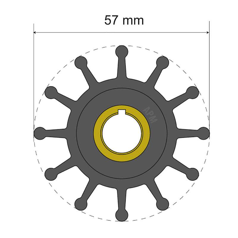 Load image into Gallery viewer, Albin Group Premium Impeller Kit 57 x 12.7 x 20mm - 12 Blade - Key Insert [06-01-013]
