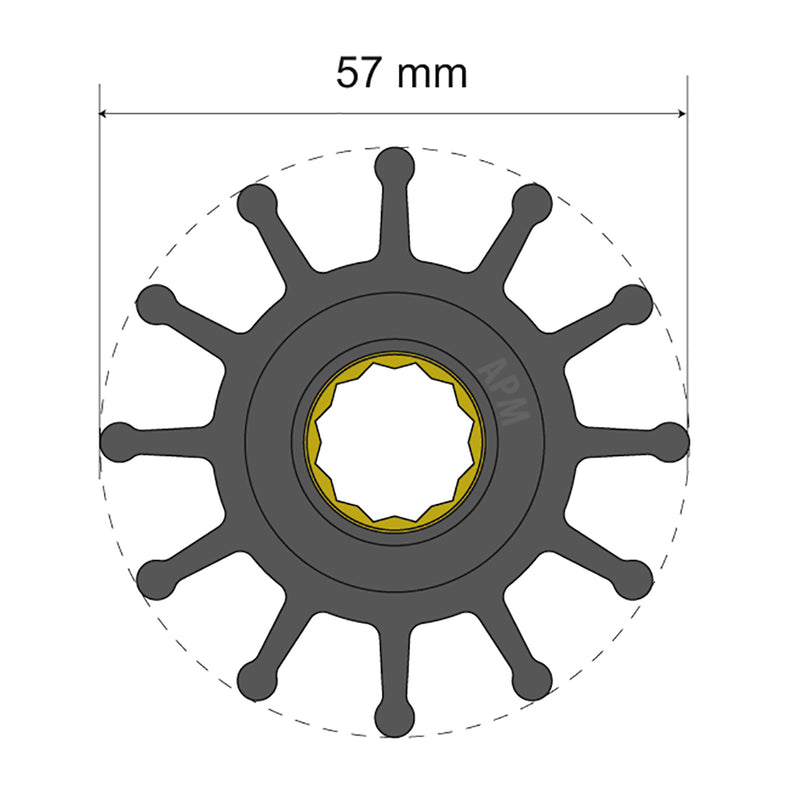 Load image into Gallery viewer, Albin Group Premium Impeller Kit 57 x 16 x 48.2mm - 12 Blade - Spline Insert [06-01-014]
