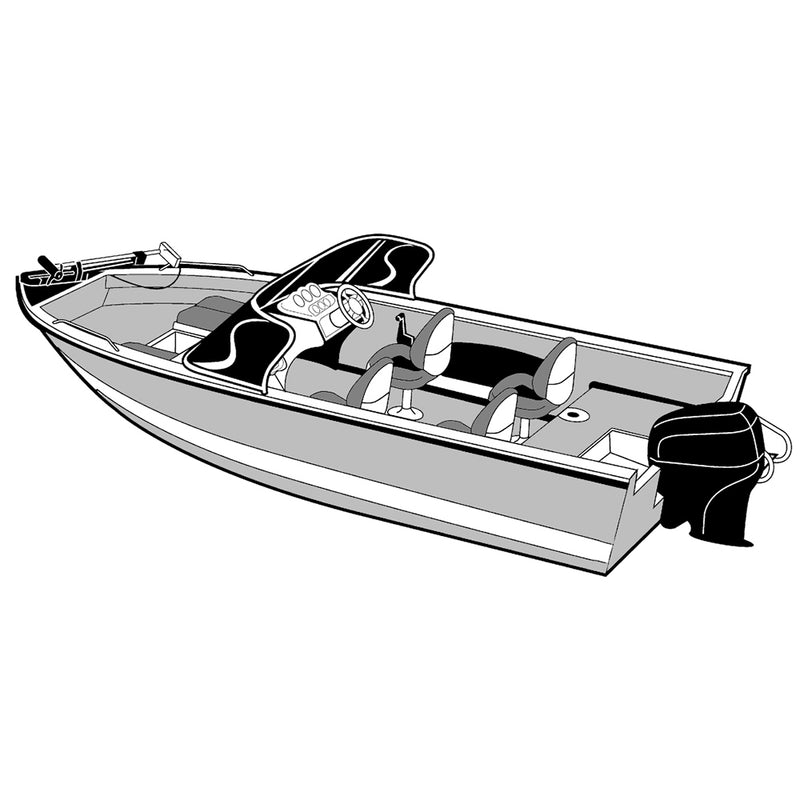 Load image into Gallery viewer, Carver Performance Poly-Guard Wide Series Styled-to-Fit Boat Cover f/16.5 Aluminum V-Hull Boats w/Walk-Thru Windshield - Grey [72316P-10]
