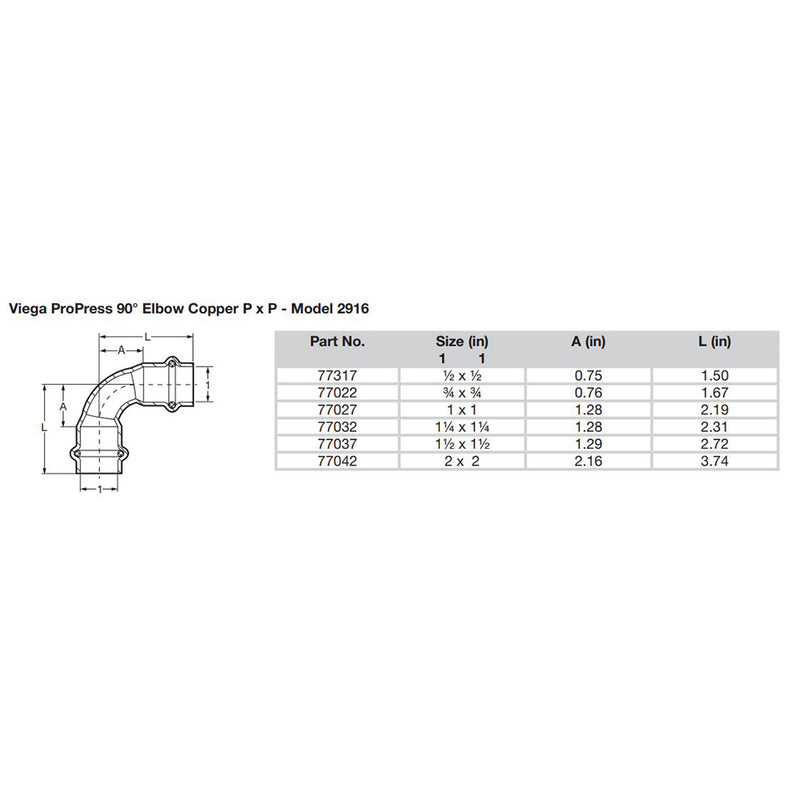 Load image into Gallery viewer, Viego ProPress 3/4&quot; - 90 Copper Elbow - Double Press Connection - Smart Connect Technology [77022]
