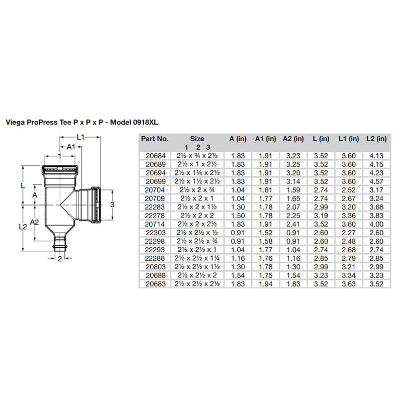 Load image into Gallery viewer, Viega ProPress 2-1/2&quot; Copper Tee - Triple Press Connection - Smart Connect Technology [20683]
