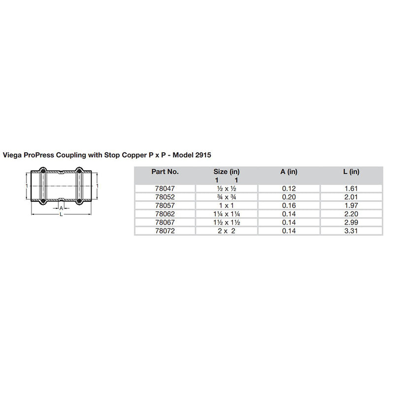 Load image into Gallery viewer, Viega ProPress 1/2&quot; Copper Coupling w/Stop - Double Press Connection - Smart Connect Technology [78047]
