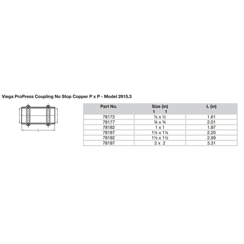 Load image into Gallery viewer, Viega ProPress 1-1/4&quot; Copper Coupling w/o Stop - Double Press Connection - Smart Connect Technology [78187]
