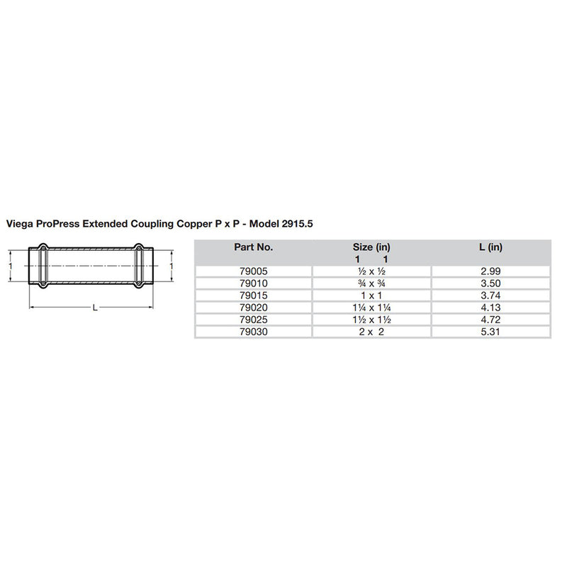 Load image into Gallery viewer, Viega ProPress 3/4&quot; Extended Coupling w/o Stop - Double Press Connection - Smart Connect Technology [79010]
