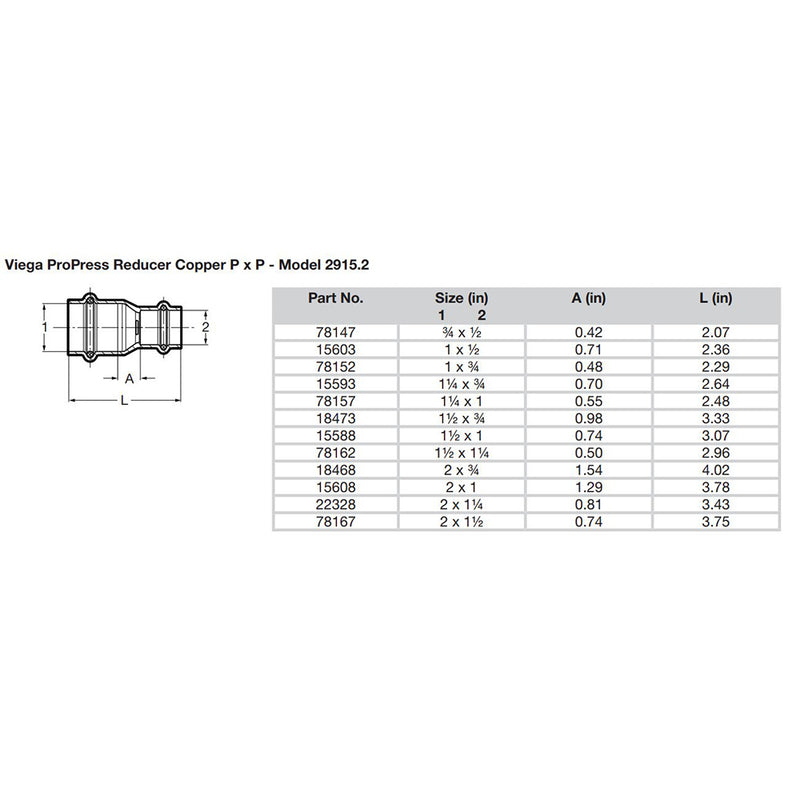 Load image into Gallery viewer, Viega ProPress 1&quot; x 3/4&quot; Copper Reducer - Double Press Connection - Smart Connect Technology [78152]
