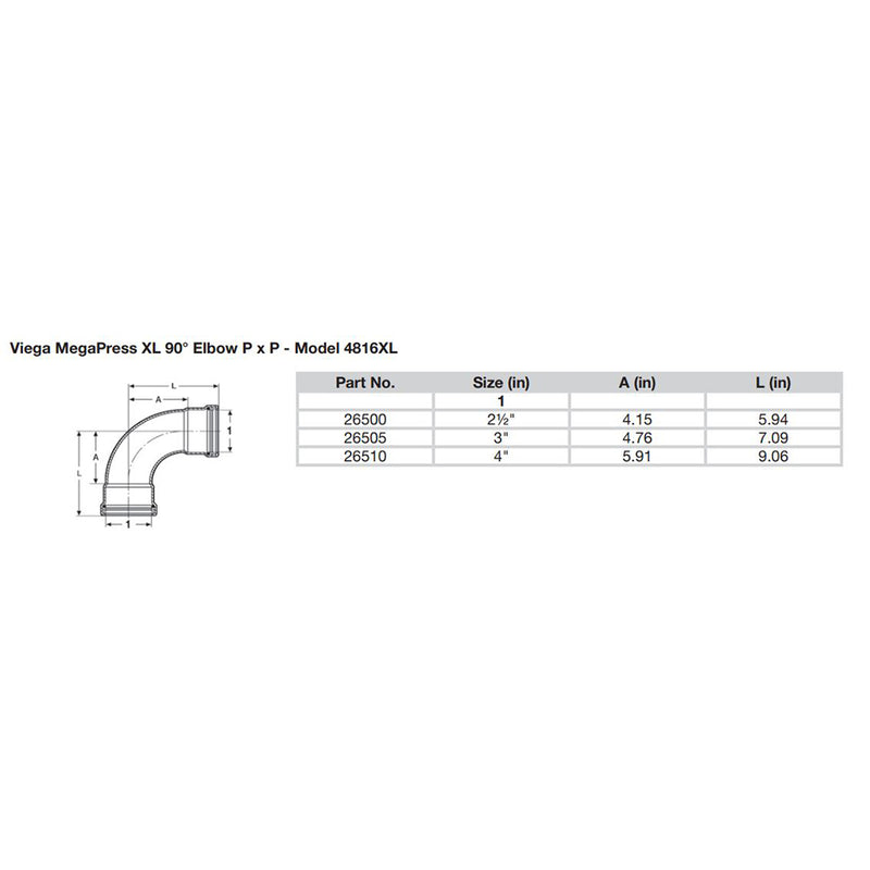 Load image into Gallery viewer, Viega MegaPress 2-1/2&quot; 90 Carbon Steel Elbow w/FKM - Double Press Connection - Smart Connect Technology [26500]
