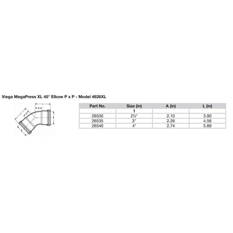 Load image into Gallery viewer, Viega MegaPress 2-1/2&quot; 45 Carbon Steel Elbow w/FKM - Double Press Connection - Smart Connect Technology [26530]
