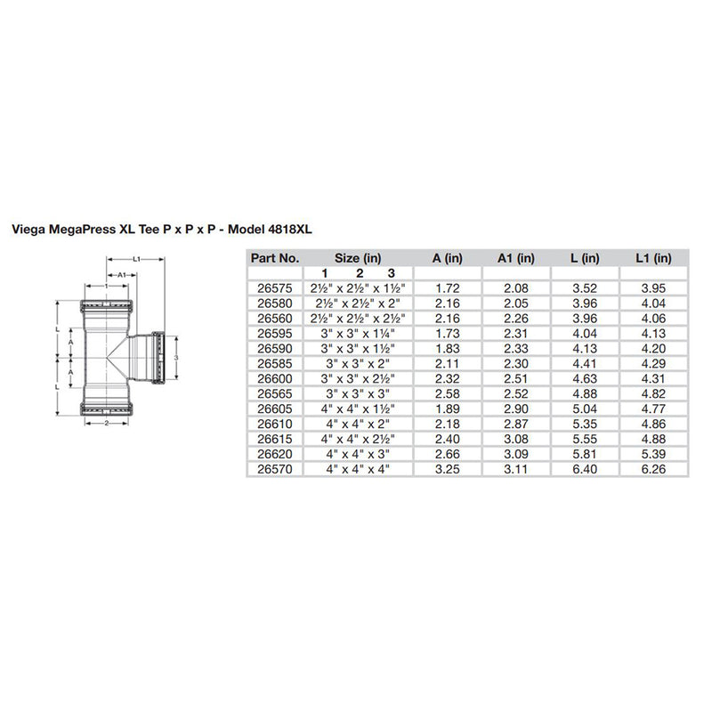 Load image into Gallery viewer, Viega MegaPress 4&quot; Carbon Steel Tee w/FKM - Triple Press Connection - Smart Connect Technology [26570]
