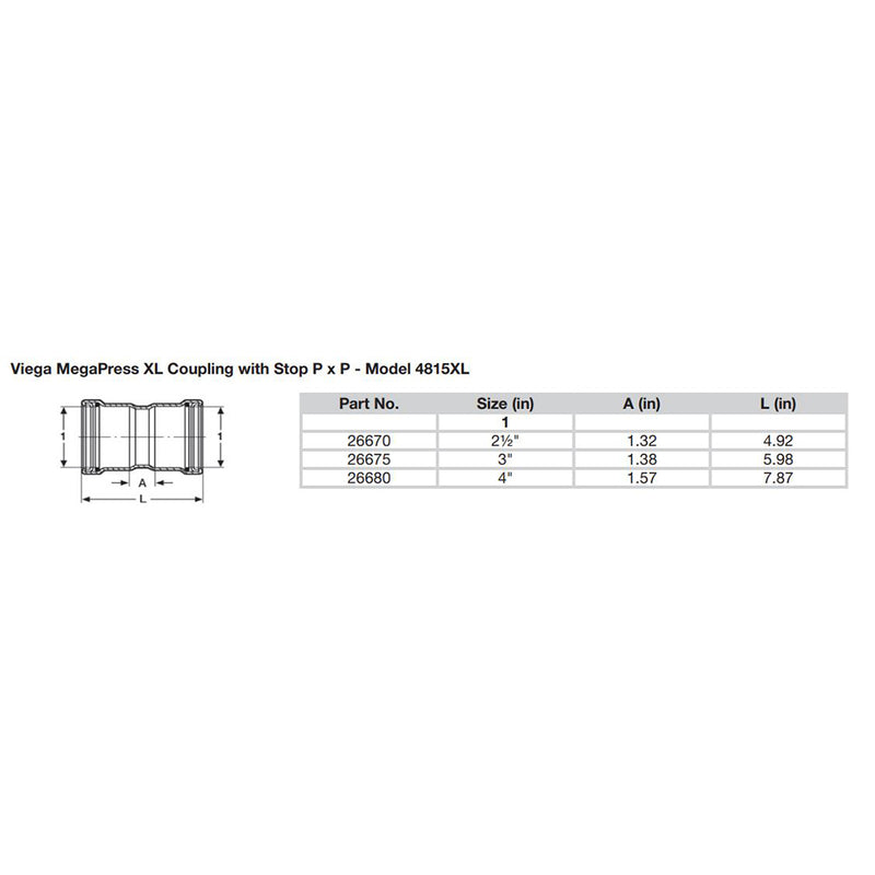 Load image into Gallery viewer, Viega MegaPress 2-1/2&quot; Carbon Steel Coupling w/Stop w/FMK Double Press Connection - Smart Connect Technology [26670]
