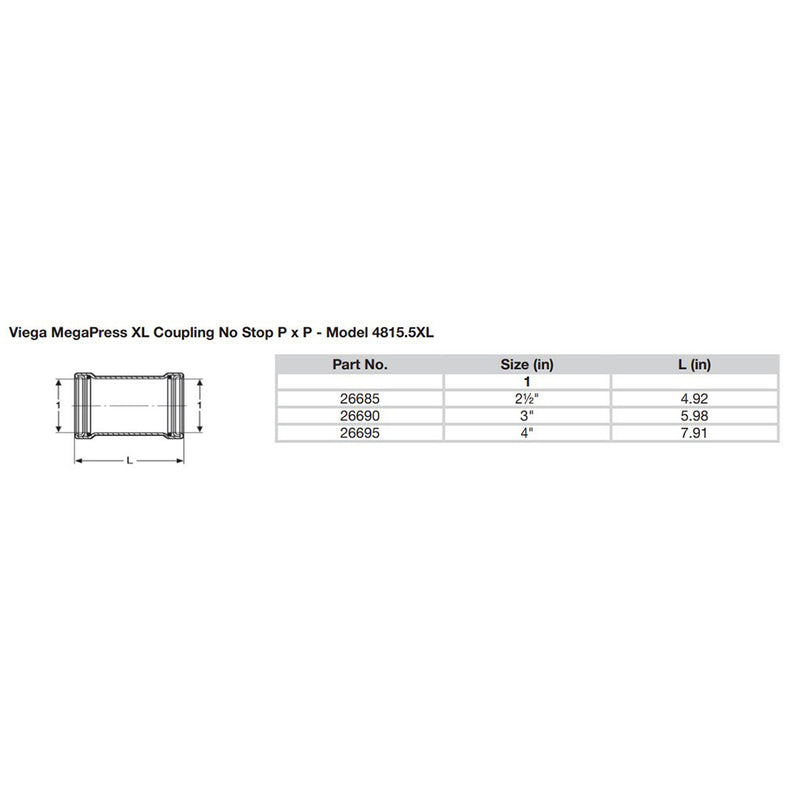 Load image into Gallery viewer, Viega MegaPress 2-1/2&quot; Carbon Steel Coupling w/o Stop w/FMK - Double Press Connection - Smart Connect Technology [26685]
