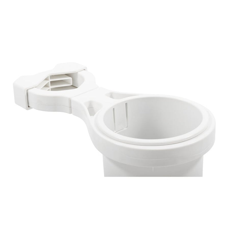 Load image into Gallery viewer, Camco Clamp-On Rail Mounted Cup Holder - Large for Up to 2&quot; Rail - White [53083]
