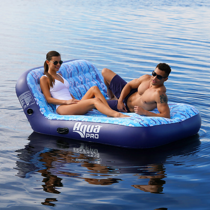 Load image into Gallery viewer, Aqua Leisure Ultra Cushioned Comfort Lounge Hawaiian Wave Print - 2-Person [APL17011S2]
