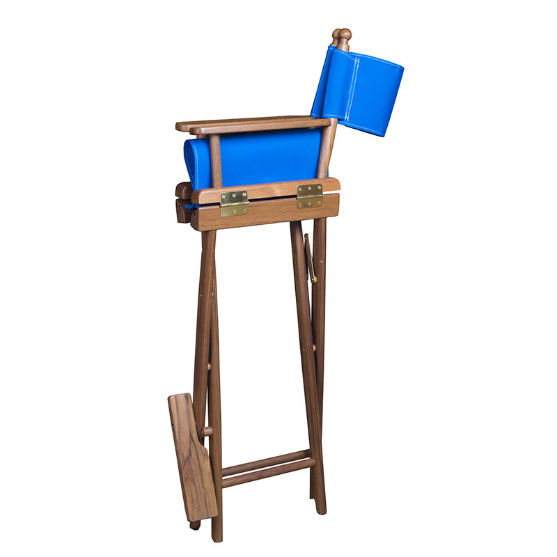 Load image into Gallery viewer, Whitecap Captains Chair w/Blue Seat Covers - Teak [60045]
