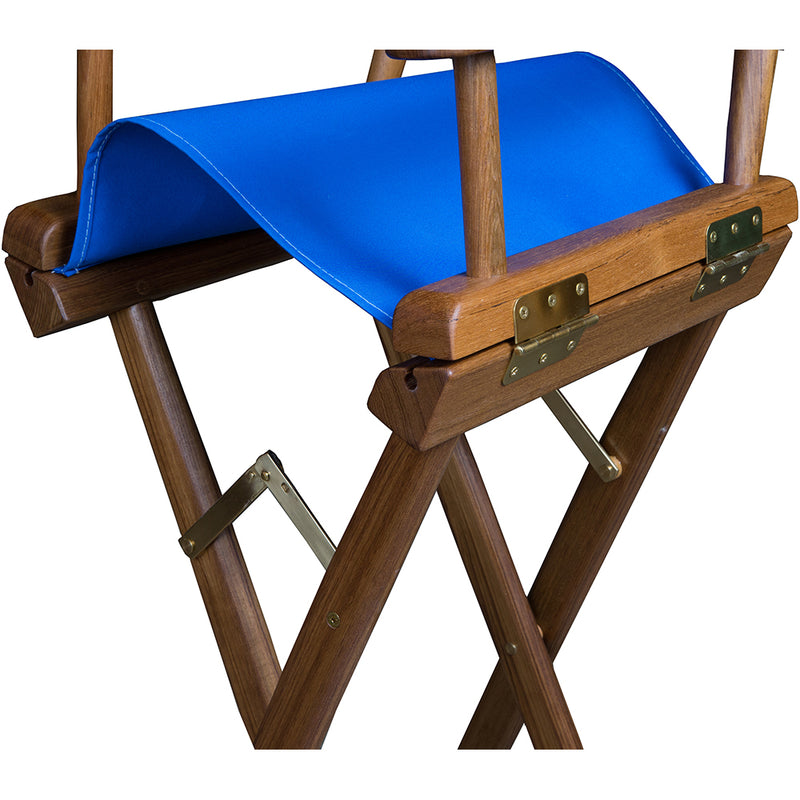 Load image into Gallery viewer, Whitecap Captains Chair w/Blue Seat Covers - Teak [60045]
