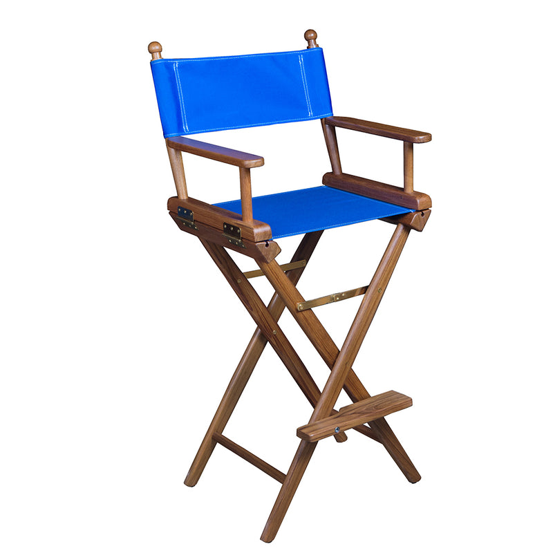 Load image into Gallery viewer, Whitecap Captains Chair w/Blue Seat Covers - Teak [60045]
