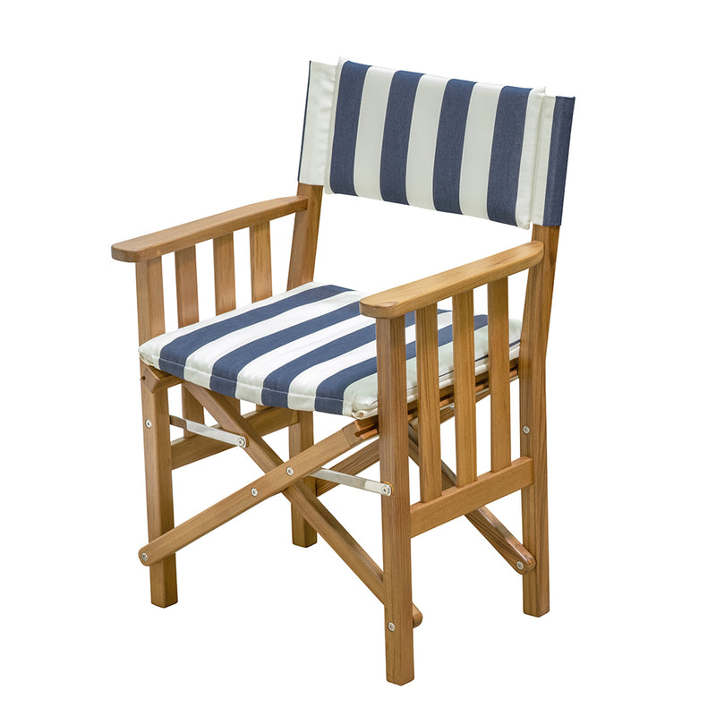 Load image into Gallery viewer, Whitecap Directors Chair II w/Navy  White Cushion - Teak [61050]
