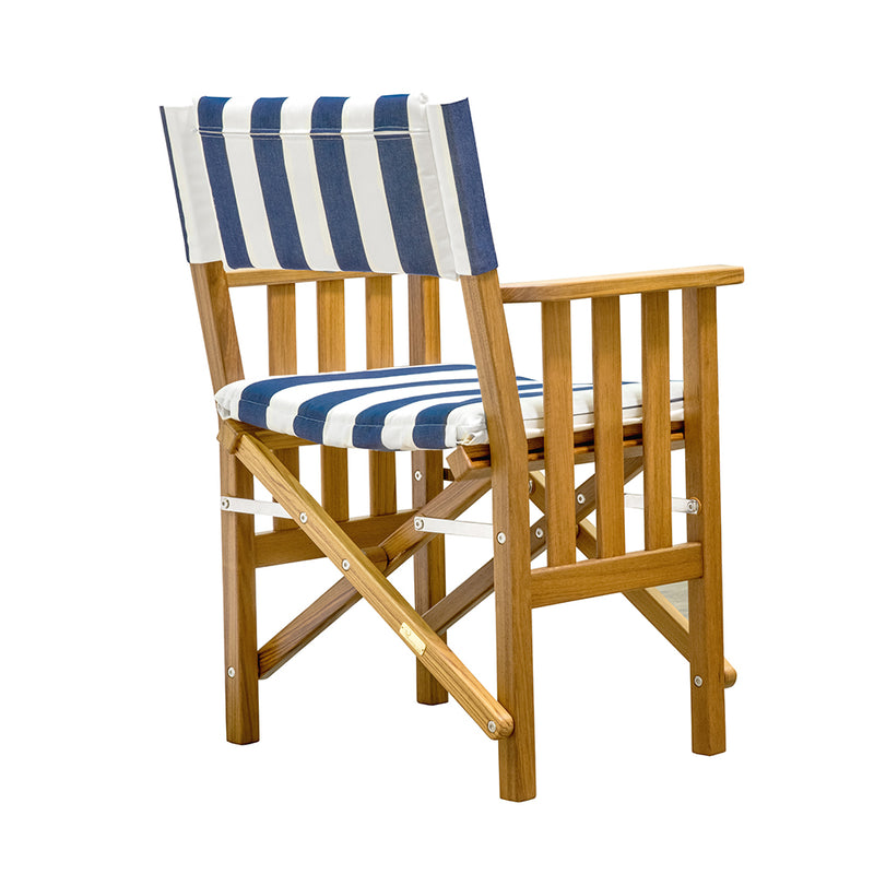 Load image into Gallery viewer, Whitecap Directors Chair II w/Navy  White Cushion - Teak [61050]
