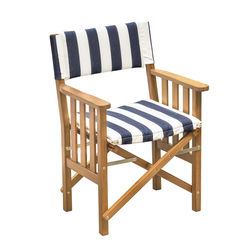 Load image into Gallery viewer, Whitecap Directors Chair II w/Navy  White Cushion - Teak [61050]
