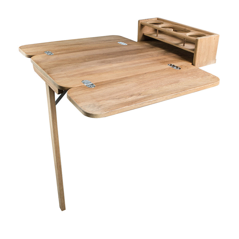 Load image into Gallery viewer, Whitecap Cockpit Table w/Folding Leaves  4 Cupholders - Teak [61392C]
