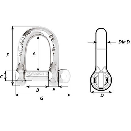 Wichard Self-Locking D Shackle - Diameter 10mm - 13/32
