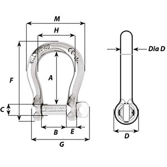 Wichard Self-Locking Bow Shackle - Diameter 8mm - 5/16
