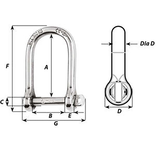 Wichard Self-Locking Large Shackle - Diameter 5mm - 3/16