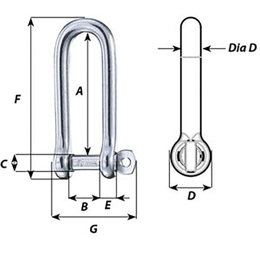 Wichard Captive Pin Long D Shackle - Diameter 8mm - 5/16