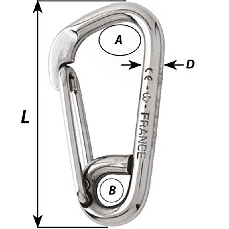 Load image into Gallery viewer, Wichard Asymmetric Carbine Hook - Length 60mm - 1/4&quot; [02323]
