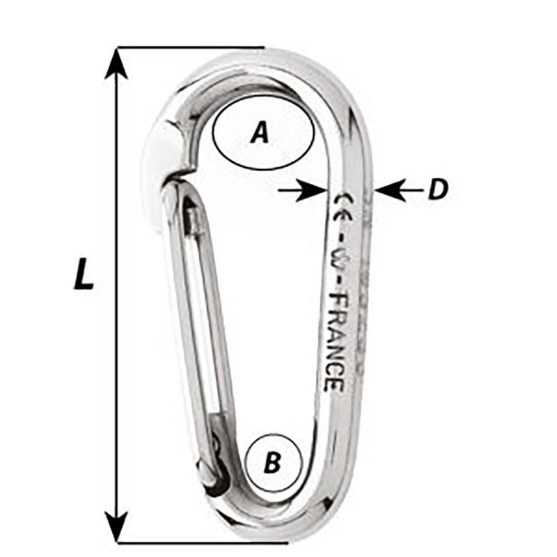 Load image into Gallery viewer, Wichard Symmetric Carbine Hook Without Eye - Length 60mm - 1/4&quot; [02333]
