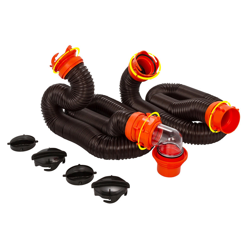 Load image into Gallery viewer, Camco RhinoFLEX 20 Sewer Hose Kit w/4 In 1 Elbow Caps [39741]
