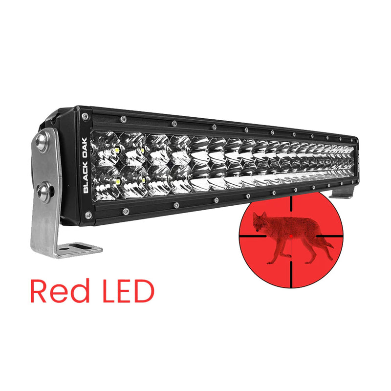 Load image into Gallery viewer, Black Oak 20&quot; Curved Double Row Red LED Predator Hunting Light Bar - Combo Optics - Black Housing - Pro Series 3.0 [20CR-D3OS]
