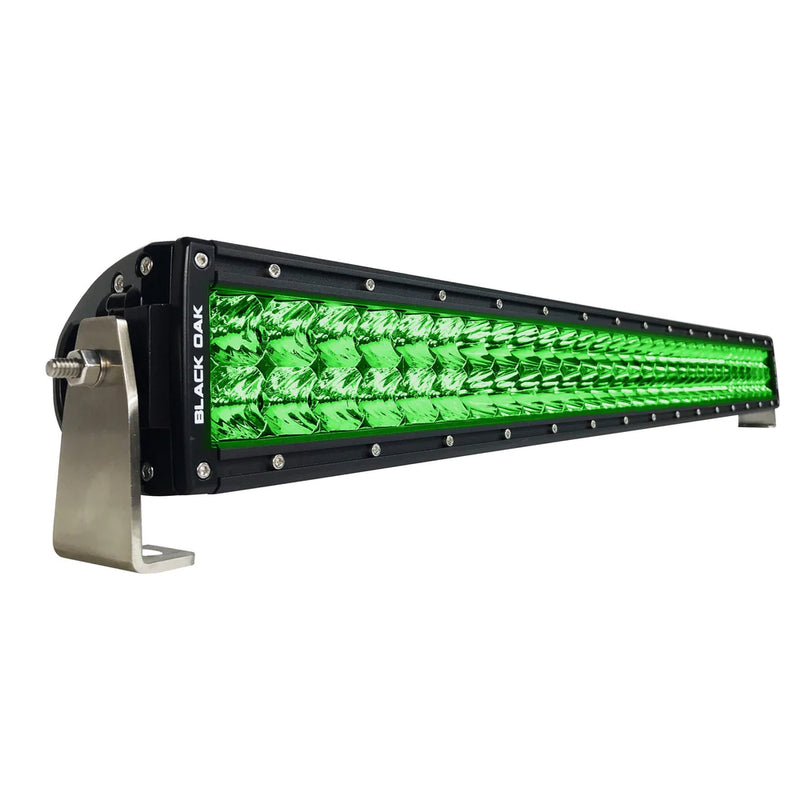 Load image into Gallery viewer, Black Oak 30&quot; Curved Double Row Green LED Hog Hunting Light Bar - Combo Optics - Black Housing - Pro Series 3.0 [30CG-D3OS]
