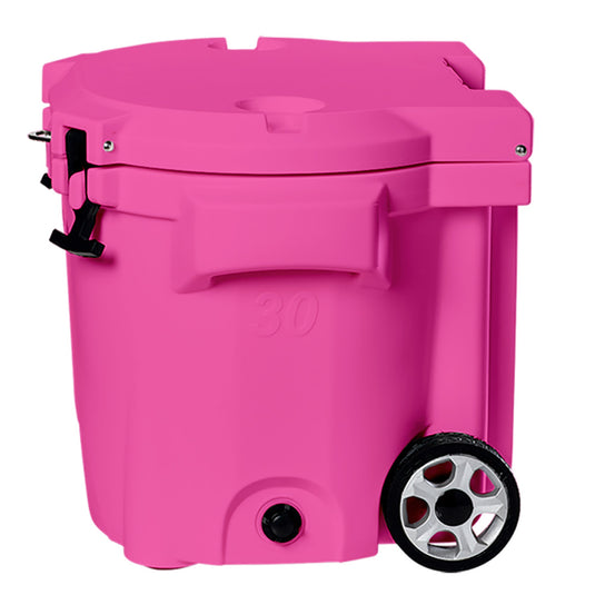 LAKA Coolers 30 Qt Cooler w/Telescoping Handle  Wheels - Pink [1081]