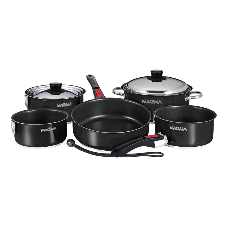 Load image into Gallery viewer, Magma Nestable 10 Piece Induction Non-Stick Enamel Finish Cookware Set - Jet Black [A10-366-JB-2-IN]
