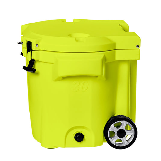 LAKA Coolers 30 Qt Cooler w/Telescoping Handle  Wheels - Yellow [1087]