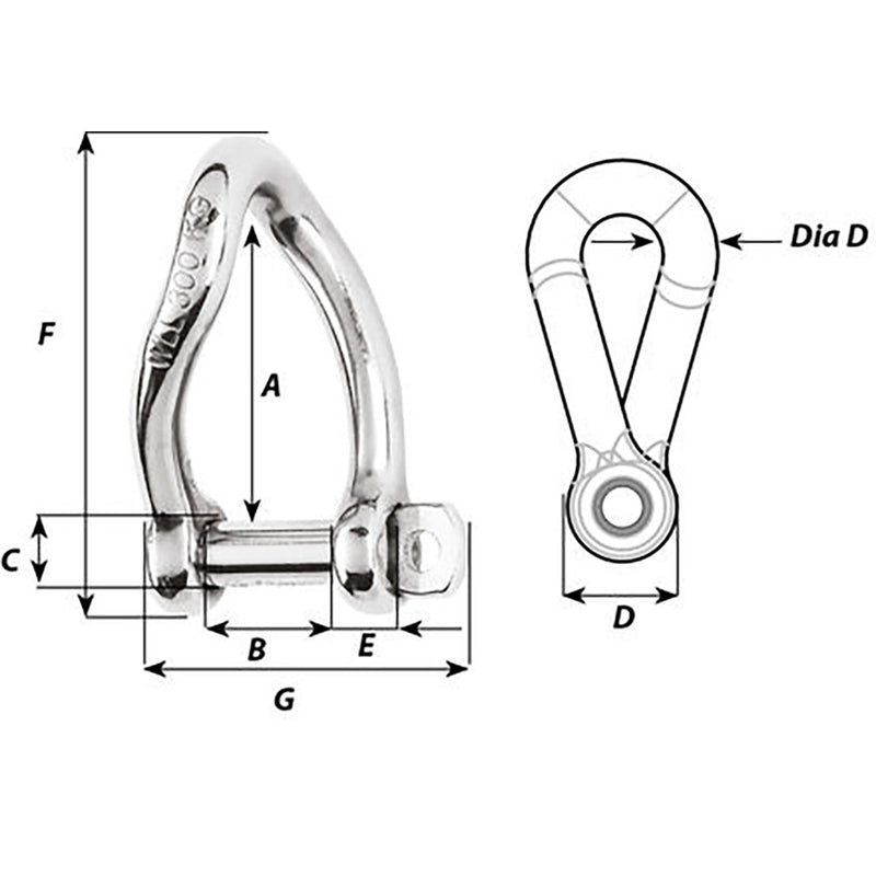 Load image into Gallery viewer, Wichard Self-Locking Twisted Shackle - 10mm Diameter - 13/32&quot; [01225]
