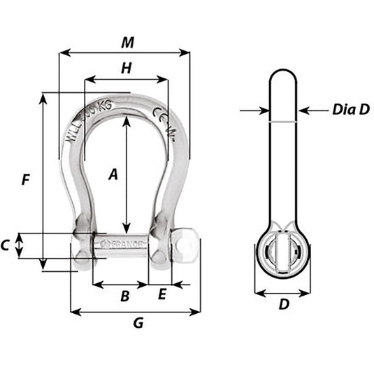 Wichard Not Self-Locking Bow Shackle - 16mm Diameter - 5/8