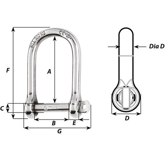Wichard Self-Locking Large Opening Shackle - 6mm Diameter - 1/4