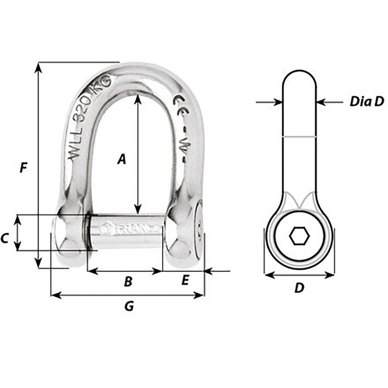 Load image into Gallery viewer, Wichard Self-Locking Allen Head Pin D Shackle - 8mm Diameter - 5/16&quot; [01304]
